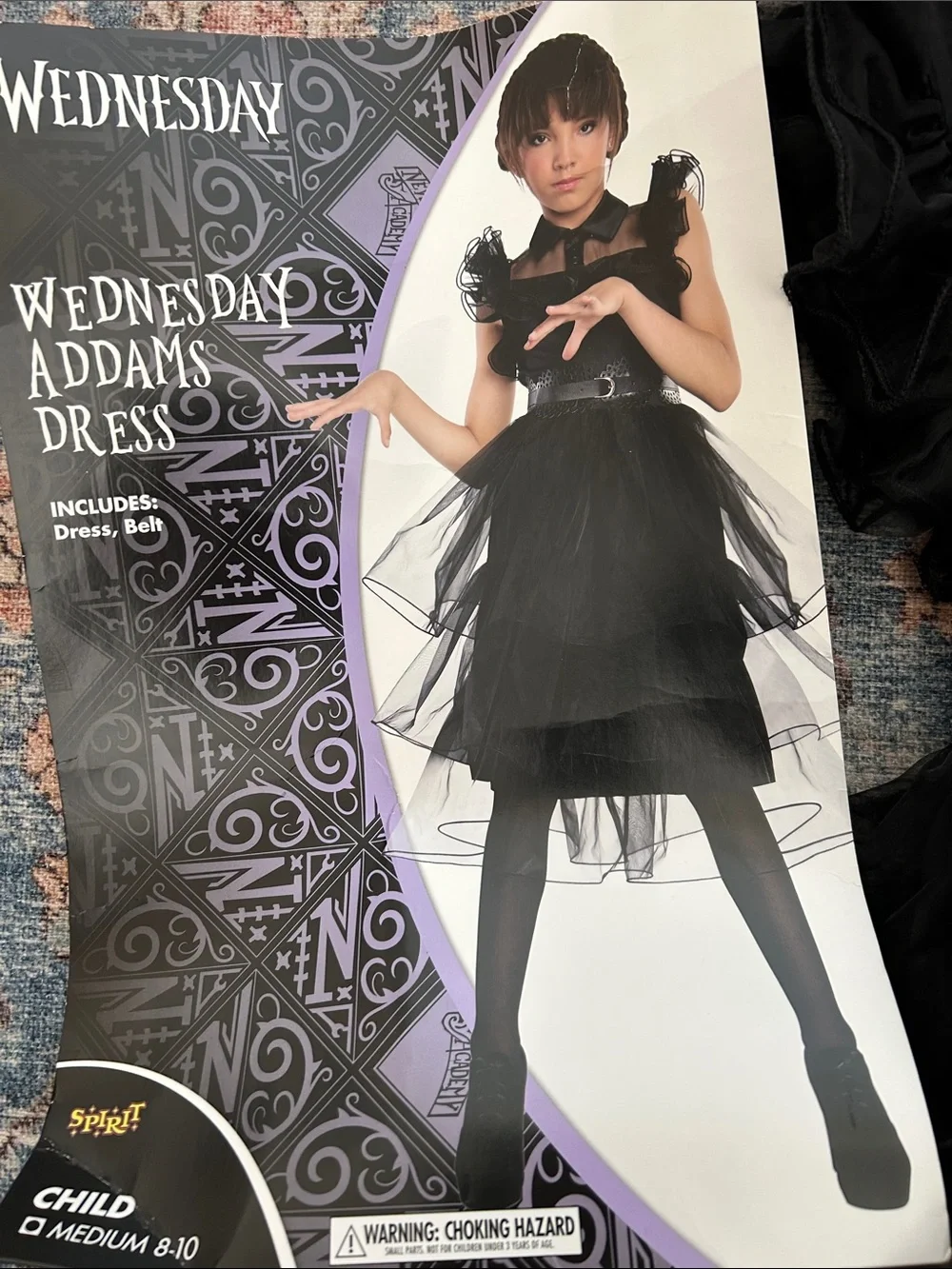 Wednesday Addams Halloween Costume without belt. Child 8-10 Spirit Halloween